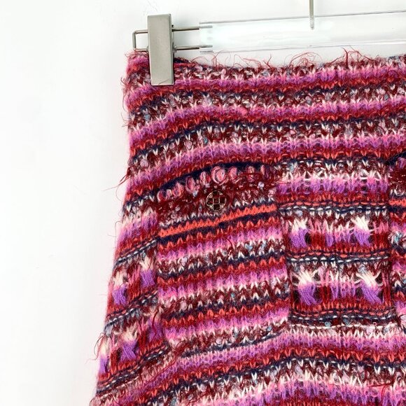 Chanel Pink Alpaca Wool Knit Striped Midi Skirt - Picture 3 of 7